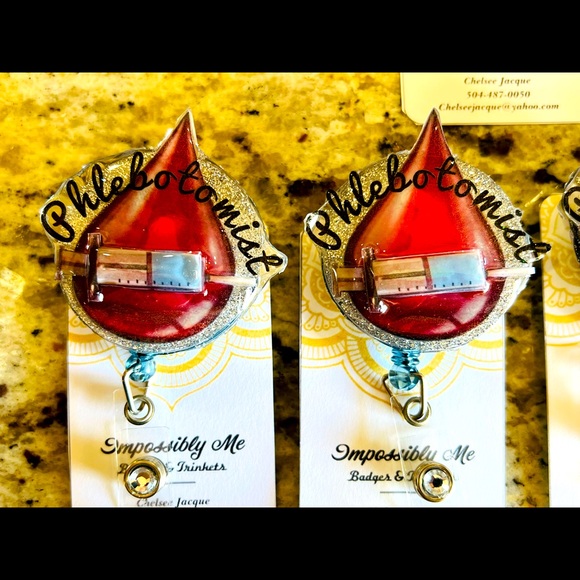 Phlebotomist badge reel, badge pull. Customized. - Picture 3 of 5